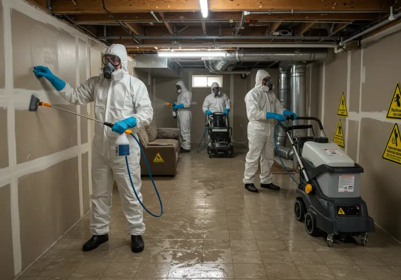 Basement Moisture Removal and Structural Drying process in College Station, TX